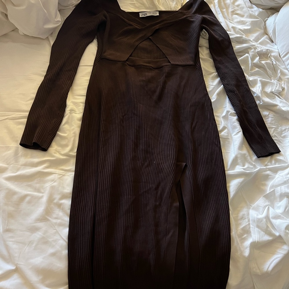 zara cut out knit dress Zara Buckled Cut Out Knit Dress by Zara